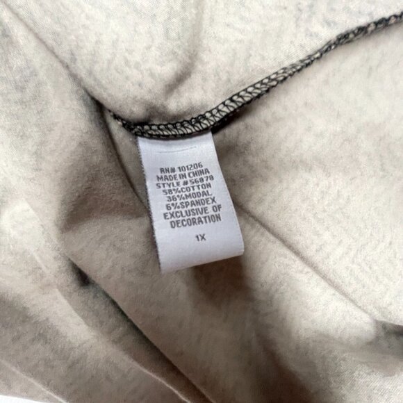 Soft Surroundings Women 1X Brown Herringbone Pullover Sweater Casual Velvet Trim - Picture 9 of 9